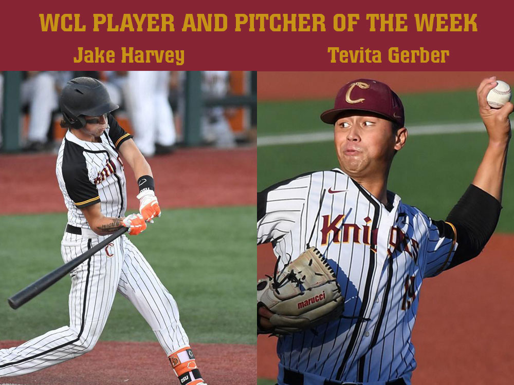 Jake Harvey and Tevita Gerber Named WCL Player and Pitcher of the Week,  Respectively - Corvallis Knights Baseball